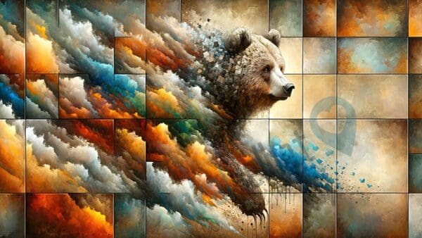 Björn i Kubistisk Pixelkonst
