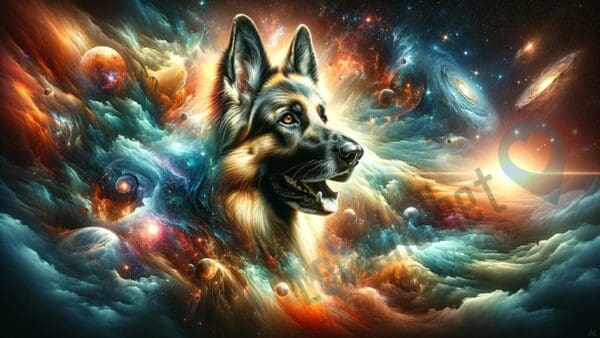 Schäferhund i Kosmisk Scen