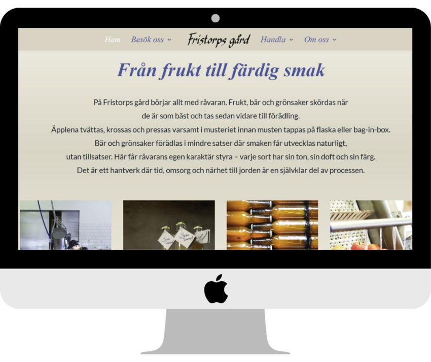 Fristorps Gård Fristorps gård visar processen från frukt, bär och grönsaker till färdig must och förädlade produkter.